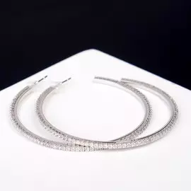 Серьги кольца со стразами qf