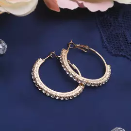 Серьги-кольца princess дорожка малая, цвет белый в золоте, d=3 см