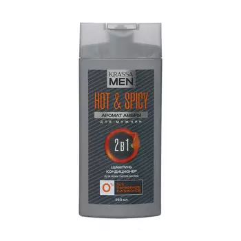 Шампунь-кондиционер для волос 2 в 1 krassa men hot spicy, 250 мл