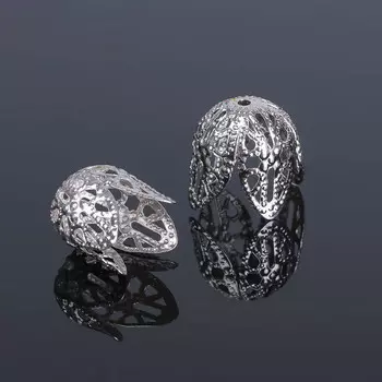 Шапочки для бусин (набор 10шт), см-051-1, 14х14х7 мм, цвет серебро