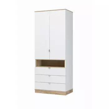 Шкаф двухстворчатый юкки, 900х550х2200, белый/дуб делано