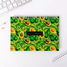 Скетчбук в твердой обложке на гребне аavocado а5, 80 л, 100 г/м