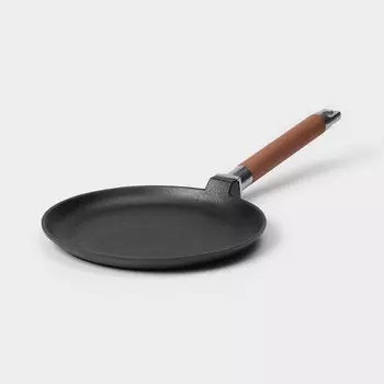 Сковорода блинная wild kitchen, d=22 см, съемная ручка, индукция, чугун, черная