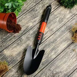 Совок посадочный greengo, длина 45 см, ширина 8.5 см, металлическая рукоять с резиновой ручкой