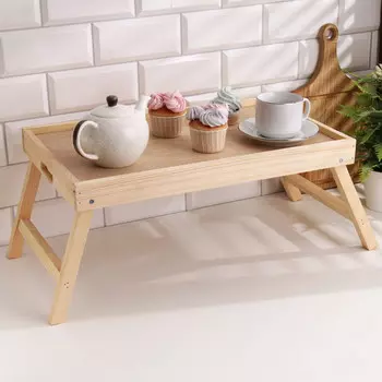 Столик для завтрака складной, 50х30см, с прорезной ручкой, цвет сонома