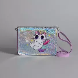 Сумка детская для девочки kitty unicorn, на клапане, розовая