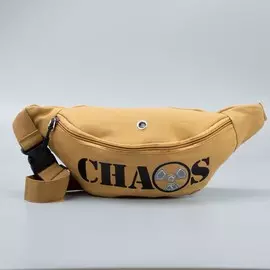 Сумка поясная, текстильная, светоотр. нашивки, отд на молнии, песочная, chaos, 35 х 12 х 5 см