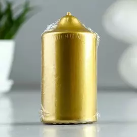 Свеча - цилиндр, плёнка, золотая, 5х10см