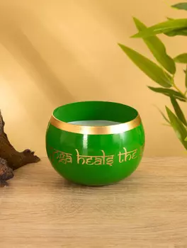 Свеча в чаше yoga heal the soul зеленая, соевый воск 200 гр 8,5х7 см