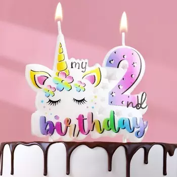 Свеча в торт my birthday, цифра 2