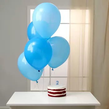 Свеча для торта, цифра 2 + воздушные шары, 5 шт, голубой
