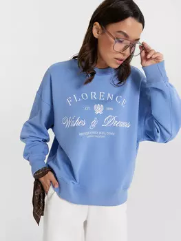 Свитшот женский синий с надписью florence