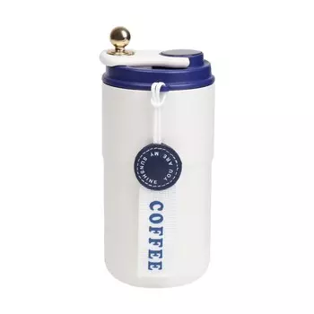 Термокружка coffee, 450 мл, сохраняет тепло до 6 ч, термометр, синяя