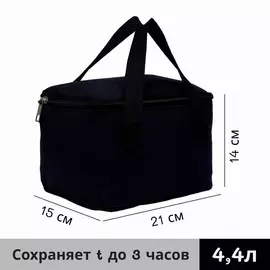 Термосумка на молнии 4,4 л, цвет черный