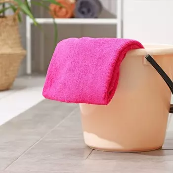 Тряпка для пола доляна, 220 г/м, 7080 см, микрофибра, с оверлоком, розовая