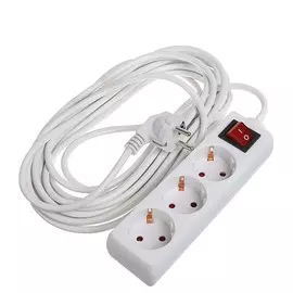 Удлинитель luazon lighting, 3 розетки, 7 м, 10 а, 1300 вт, 3х0.75 мм2, с з/к, с выкл., б