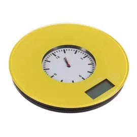 Весы кухонные luazon lvk-508, электронные, до 5 кг, встроенные часы, жёлтые