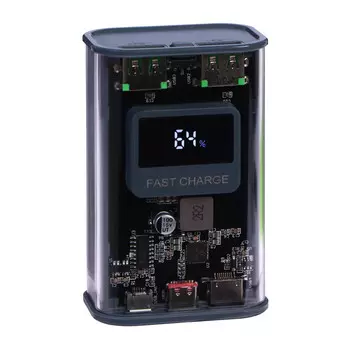 Внешний портативный аккумулятор crr-28, 10000 мач, 2usb, 3 а, с дисплеем, быстрая зарядка, серый