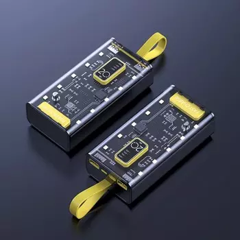Внешний портативный аккумулятор crr-33, 20000 мач, 2usb, type-c, 2 а, с дисплеем, черный