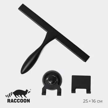Водосгон из нержавеющей стали с комплектом держателей raccoon, 2516 см, 304 сталь, черный