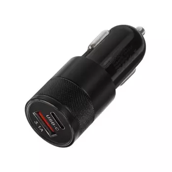 Зарядное устройство в прикуриватель cartage, 12-24 в, usb, type-c 3,1 а, черное