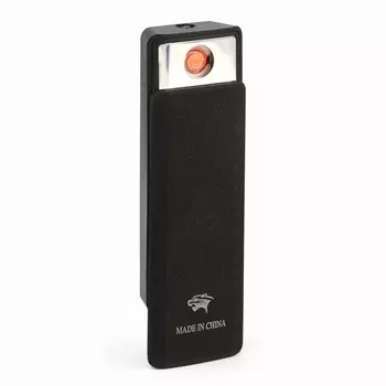 Зажигалка электронная, usb, спираль, фонарик, 2.5 х 7.5 см черная