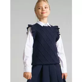 Жилет вязаный классический школьный вязаного школьницы жилетка рубашка футболка поло комплект