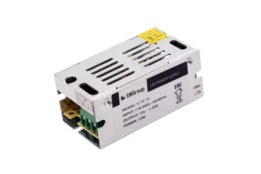 Блок питания для светодиодов 220/12V 15W, IP20 сетка