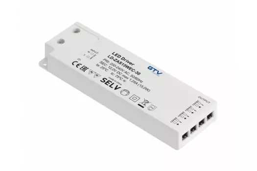 Блок питания для светодиодов SLIM EASY CLICK 220/12V 15W IP20, с mini amp и проводом 1,5м