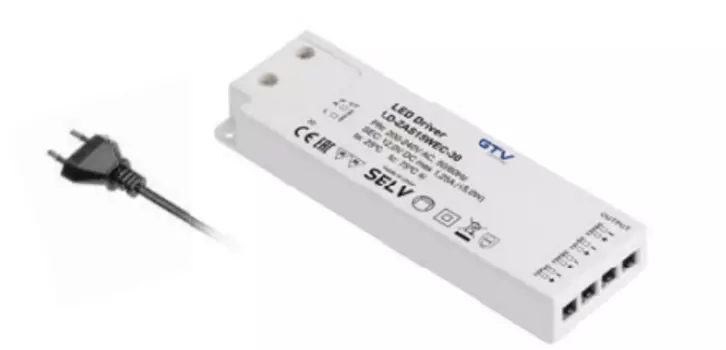 Блок питания для светодиодов SLIM EASY CLICK 220/12V 60W IP20, с mini amp и проводом 1,5м