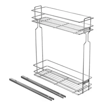 Двухуровневая боковая корзина в модуль 200 мм, без направляющих, (с креплением для направляющих нижнего монтажа), цинк