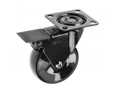 Колесо мебельное CALIBRO, d-75мм, черное, со стопором