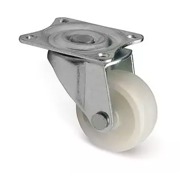 Колесо поворотное D-30мм пластиковое на площадке, белое