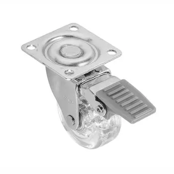 Колесо поворотное D-50мм прозрачное на площадке со стопором, нагрузка 35кг