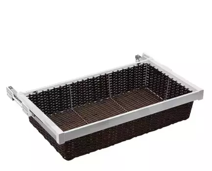 Корзина для белья ротанг W-KOSZR60-10, в модуль 600 мм, белая-коричневая, с доводчиком, полного выдвижения