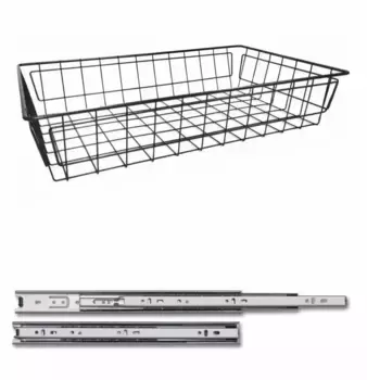 Корзина выдвижная 40II (355х485х100), в модуль 400 мм, на шариковых направляющих H35, антрацит