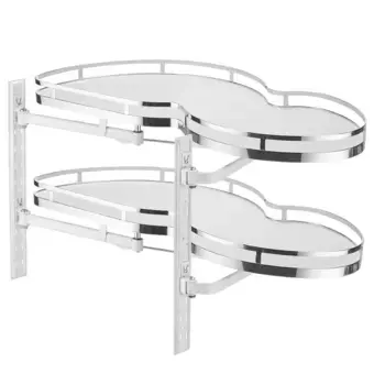 Механизм выкатной для кухни KN-9-LCP в модуль 900 мм, с доводчиком, белый, левый(плоский прут, хром)