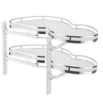 Механизм выкатной для кухни с доводчиком, 1000 мм, белый, левый (плоский прут, хром)