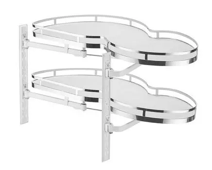 Механизм выкатной для кухни MVM-900L в модуль 900 мм, с доводчиком, белый, левый (круглый прут, хром)