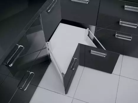 Модерн Бокс для угловых кухонных шкафов L-600 мм, высокий, H-199 мм (1 рейлинг), серый