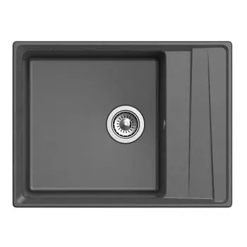 Мойка GRANFEST мрамор LEVEL GF-LV-660L (660*500*200 мм), графит, с сифоном и сливной арматурой