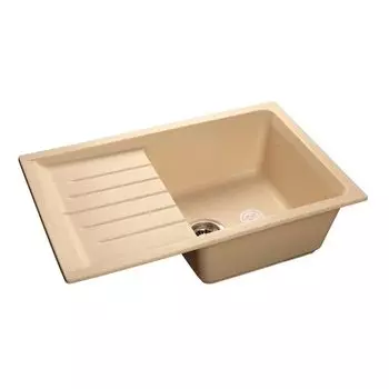 Мойка GRANFEST мрамор PRACTIK GF-P-760L (756*495*200 мм), бежевый, с сифоном и сливной арматурой