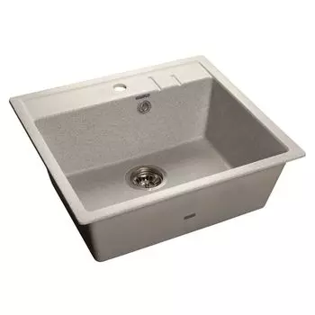Мойка GRANFEST мрамор QUADRO GF-Q-560 (558*498*200 мм), серый, с сифоном и сливной арматурой