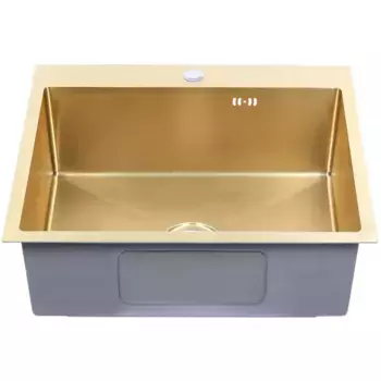 Мойка MELANA, нержавеющая сталь, с коландером, ProfLine H6050, (600*500*215), золото