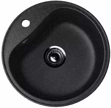 Мойка Ulgran, мрамор, U-100-308, (D-490*185 мм), черный, сифон и сливная арматура