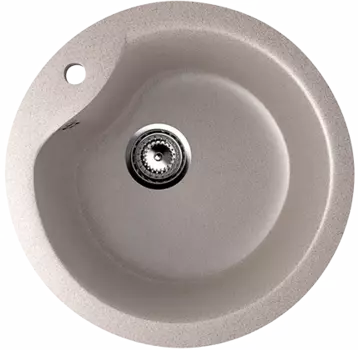 Мойка Ulgran, мрамор, U-102-302, (D-480*210 мм), песочный, сифон и сливная арматура