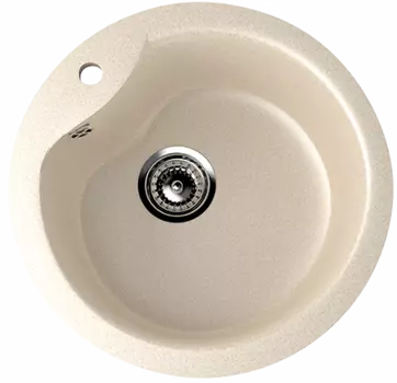 Мойка Ulgran, мрамор, U-102-328, (D-480*210 мм), бежевый, сифон и сливная арматура