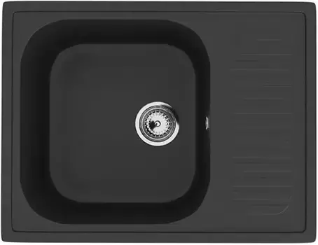 Мойка Ulgran, мрамор, U-202-344, (640*490*190 мм), ультра-черный, сифон и сливная арматура