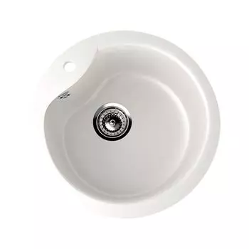 Мойка Ulgran, мрамор, U-405-331, (D-495*190 мм), белый, сифон и сливная арматура