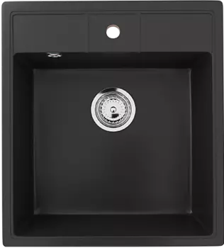 Мойка Ulgran, мрамор, U-406-344, (445*500*190 мм), ультра-черный, сифон и сливная арматура
